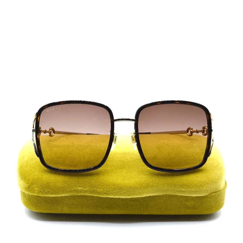 NEW GUCCI GG1016SK 003 HAVANA GOLD BROWN GRADIENT AUTHENTIC SUNGLASSES - Picture 9 of 13